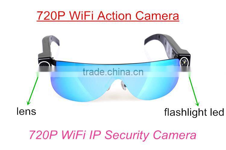 720P Wifi Action Camera Hidden sunglasses camera Can support 4 client software online the same time 3gp camera sunglasses