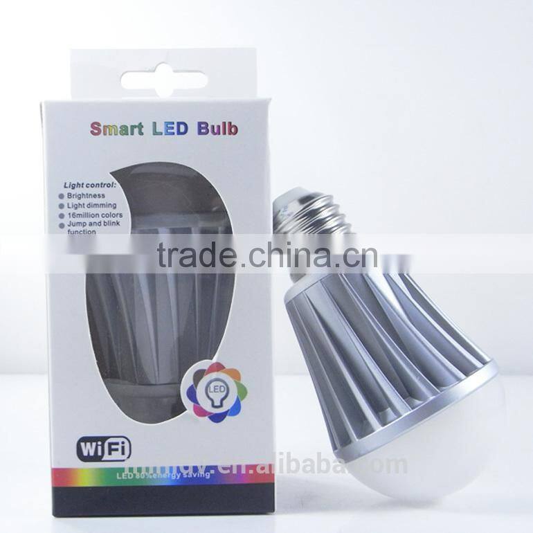 16 Million Multiple Colorful Smart Lighting 7W RGBW WiFi LED Bulb with Built-in WIFI Module for Connecting WIFI Router Directly