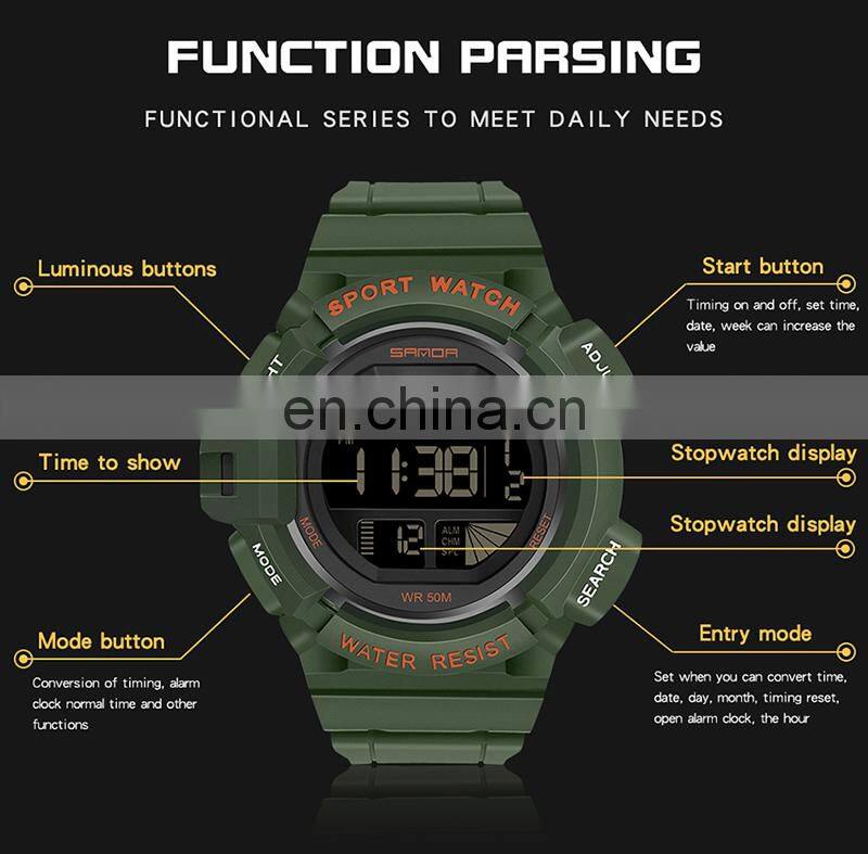 Sanda 2106 Waterproof Army Electronic Clock Sports Reloj Adolescente Hombre Men Digital Watch