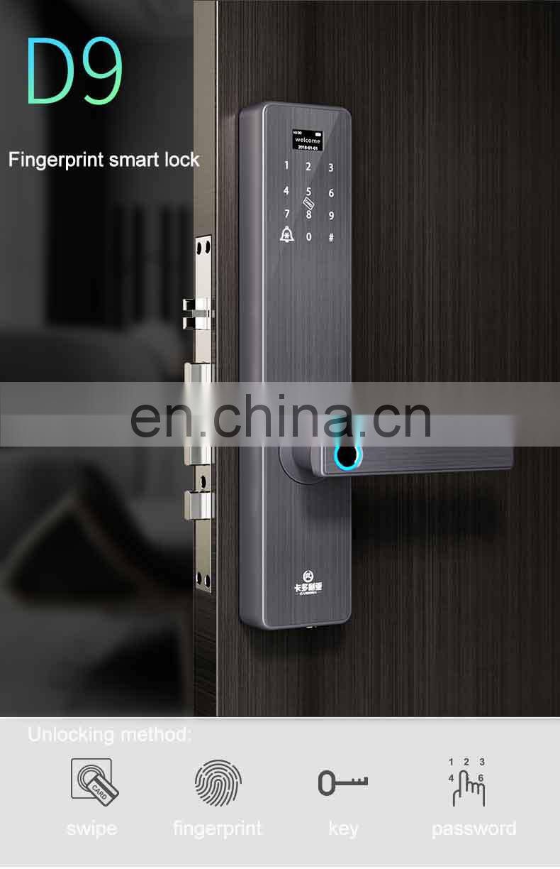 High Security Fingerprint Open Smart Door Lock With Automatic Alarms for wooden door anti - theft door