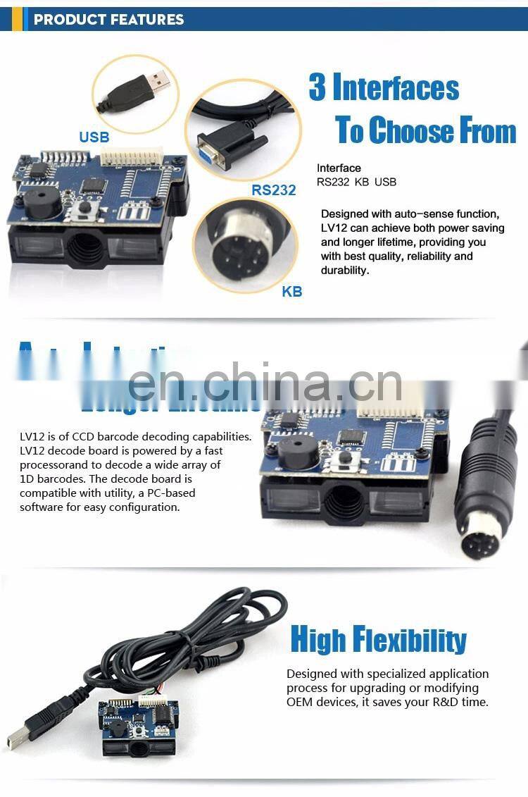 OEM USB RS232 Embedded Scan Engine 1D CCD Infrared Barcode Scanner