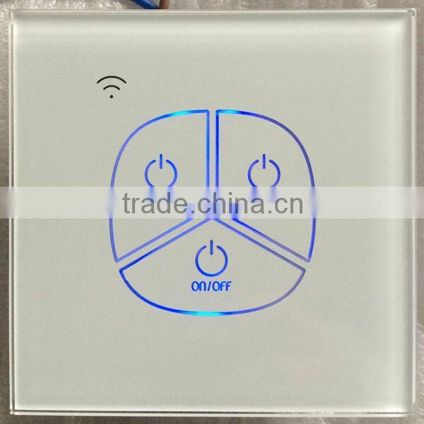 3 gang Touch screen switch, remote control switch, home smar light switch