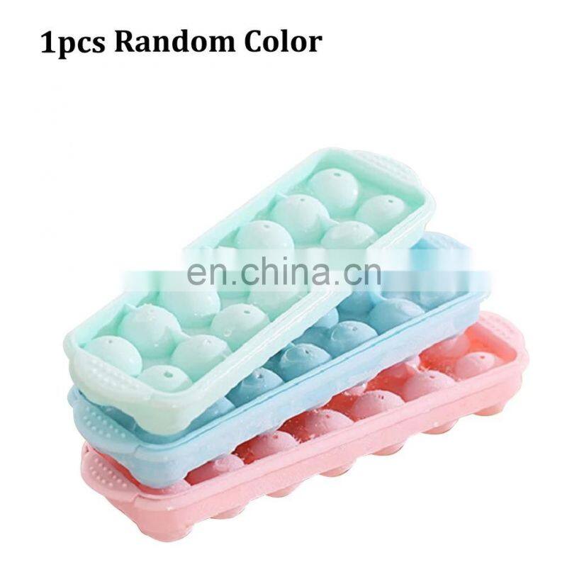 14 Grid 3D Round Balls Ice Molds Plastic Molds Ice Tray Home Bar Party Ice Hockey Holes Making Box Molds With Cover DIY Moulds