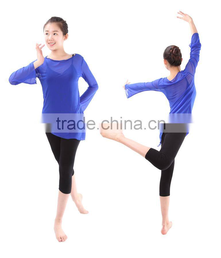 (WE01119) Ballet Warm Up, Dance Warm Up, Mesh Dance Tops, Long Sleeve Dance tops
