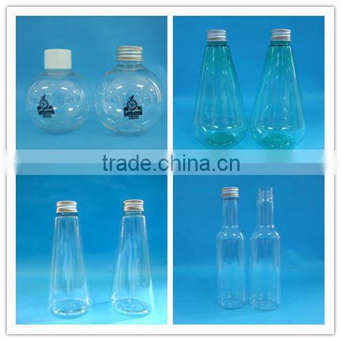 PET 200ml lamp bulb shape plastic juice bottles, Colored light bulb bottle for juice with straw, Hot popular lamp bulb bottle