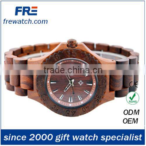 Italy quality natural wood wrist watch with stainless buckle natural color wooden watch