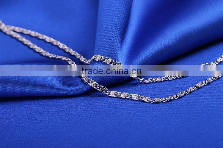 yiwu wholesale fashion jewelry rhodium plated flat chain beautiful necklace