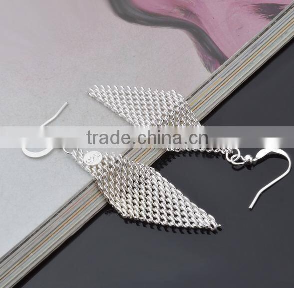 Silver Plated Piercing Rhinestone Prismatic Earring with Hook