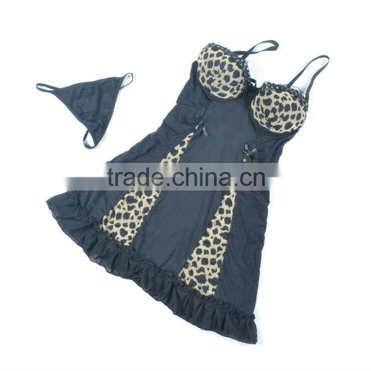 Novel sexy hot lingeries animal print babydolls 5123