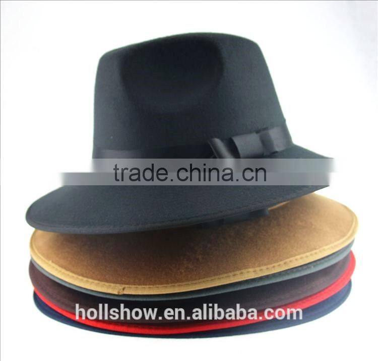 Large Brim Ribbon Fixed Man Women Stage Performance Fedora Jaz Hat