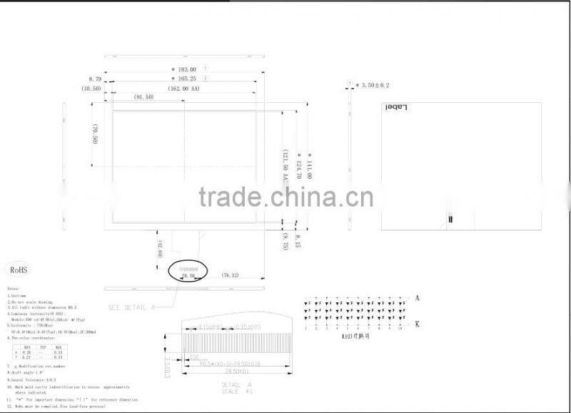 8 inch TFT LCD display panel with IPS and LVDS interface modules