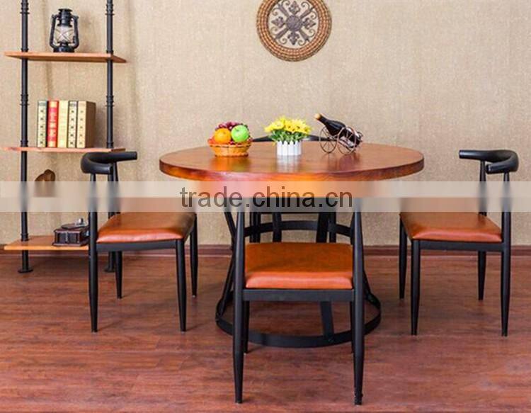 Simple Fashion Leisure American Country Vintage Wrought Iron Home Wooden Restaurant Chair