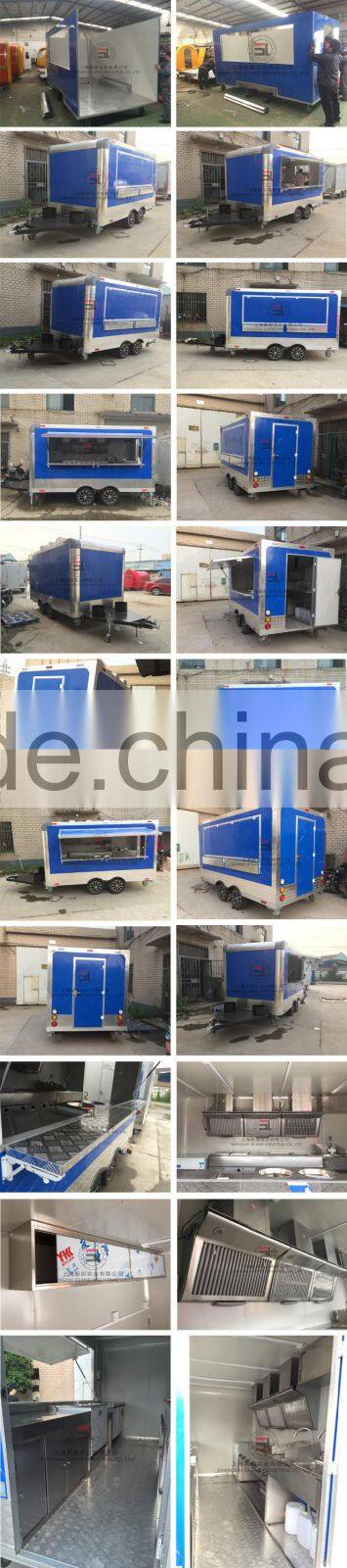 blue Configuration of mechanical brake food truck Brand New Concession Stand Trailer Mobile Kitchen