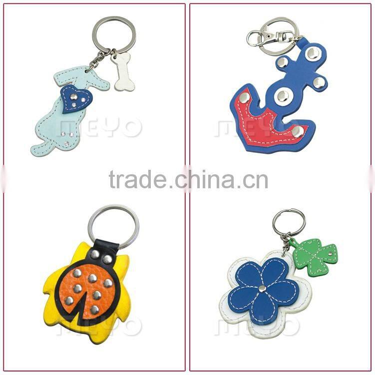Creative leather metal cartoon key ring for key decoration