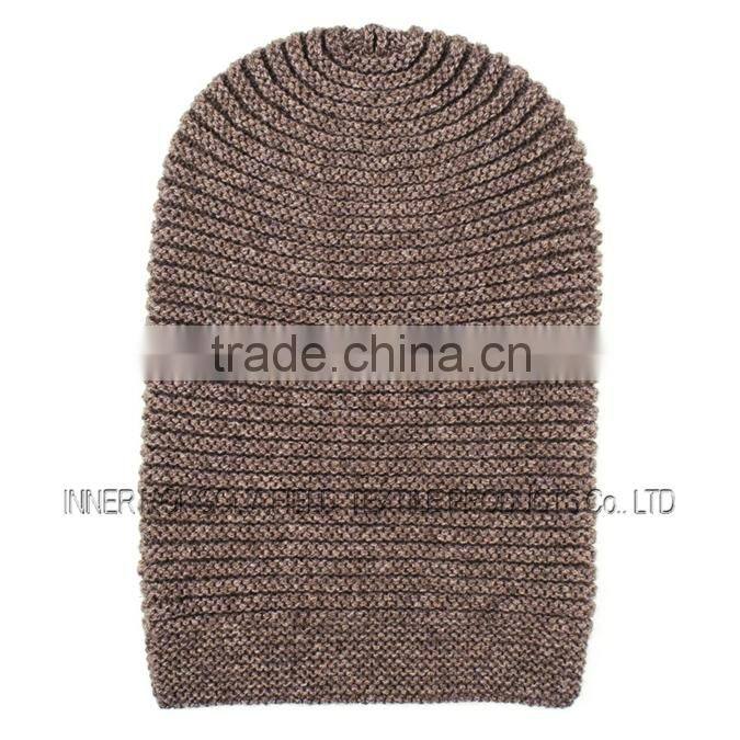 Midnight Navy Blue Chunky Rib Knit Cashmere Slouch Beanie