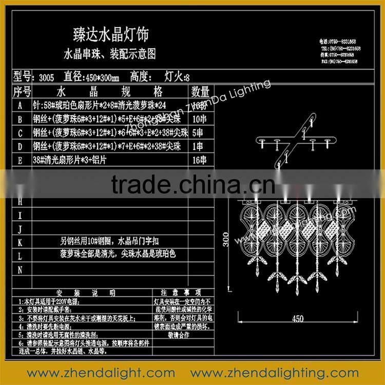 Modern round crystal light home chandelier pendant lamp for hotel lobby