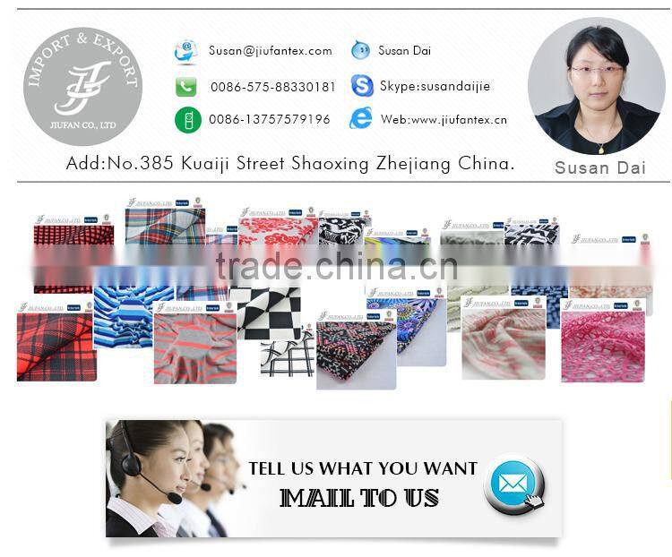 Jiufan Textile 100 knit polyester yarn dyed fabric