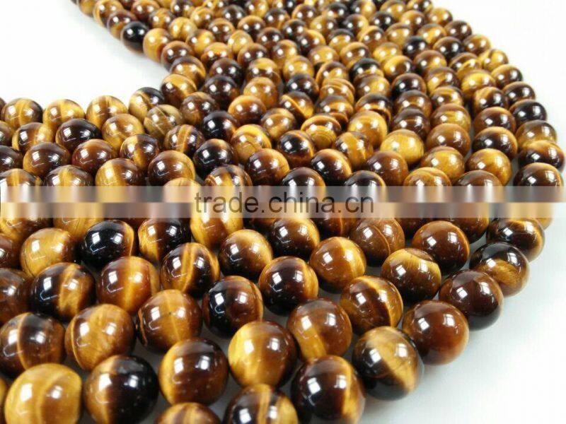 Polish Natural Stone Beads Yellow Tiger Eye Stone Loose Beads