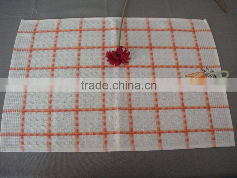China supplier large waffle check tea towel with carrot design