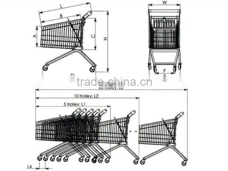 Best Selling Metal used shopping carts sale