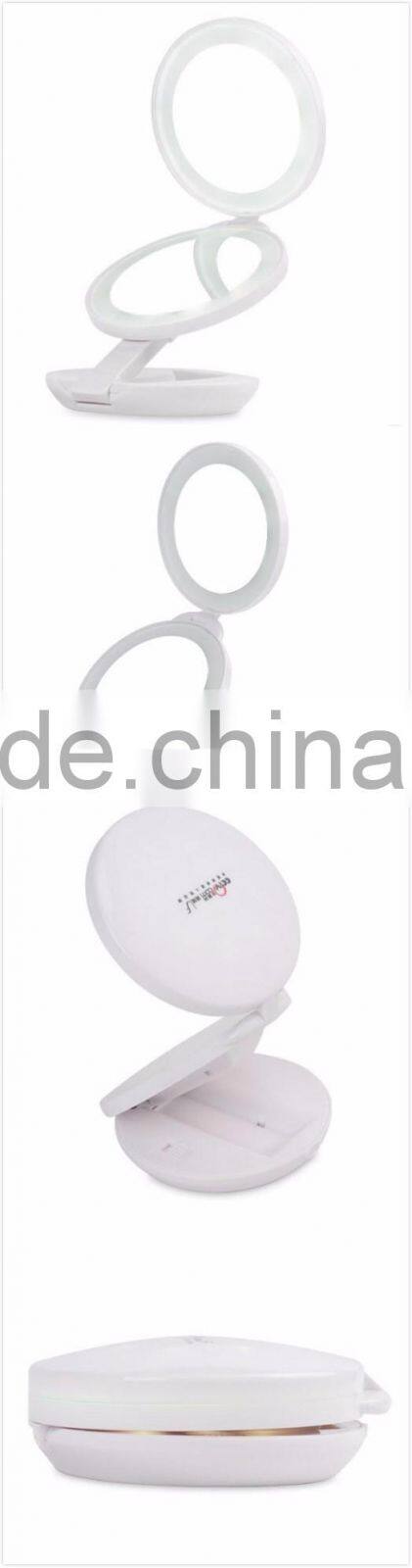 Hot Sale Dual sides folding LED 1x & 10X Magnification Mirror Cosmetic Travel LED Light Magnifying Mirror