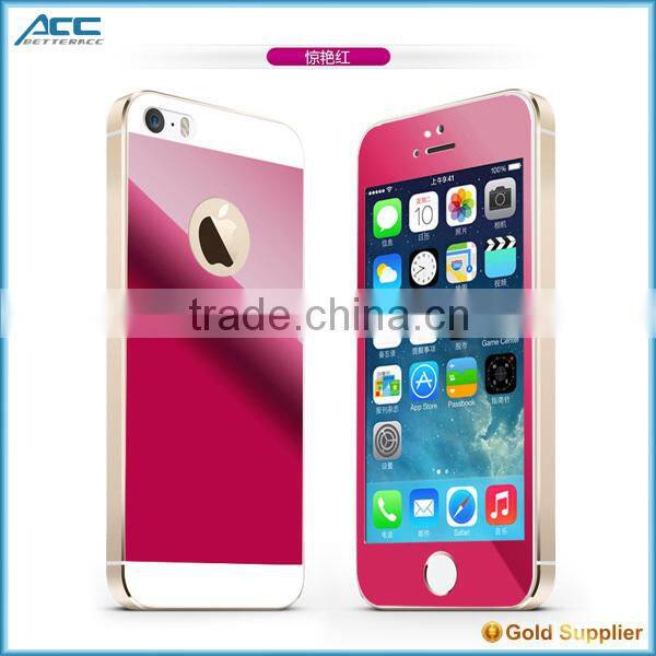Popular Front+Back Metallic plating color tempered glass screen protector for iPhone 5 5s