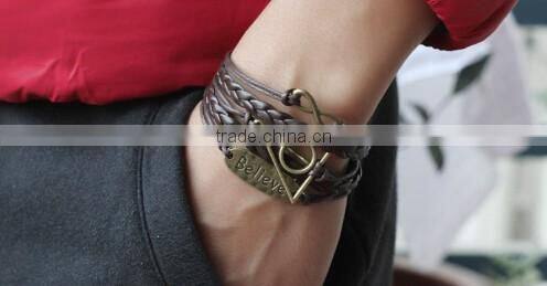 >>New arrival SW16498 promotion infinity leather charm bracelet/
