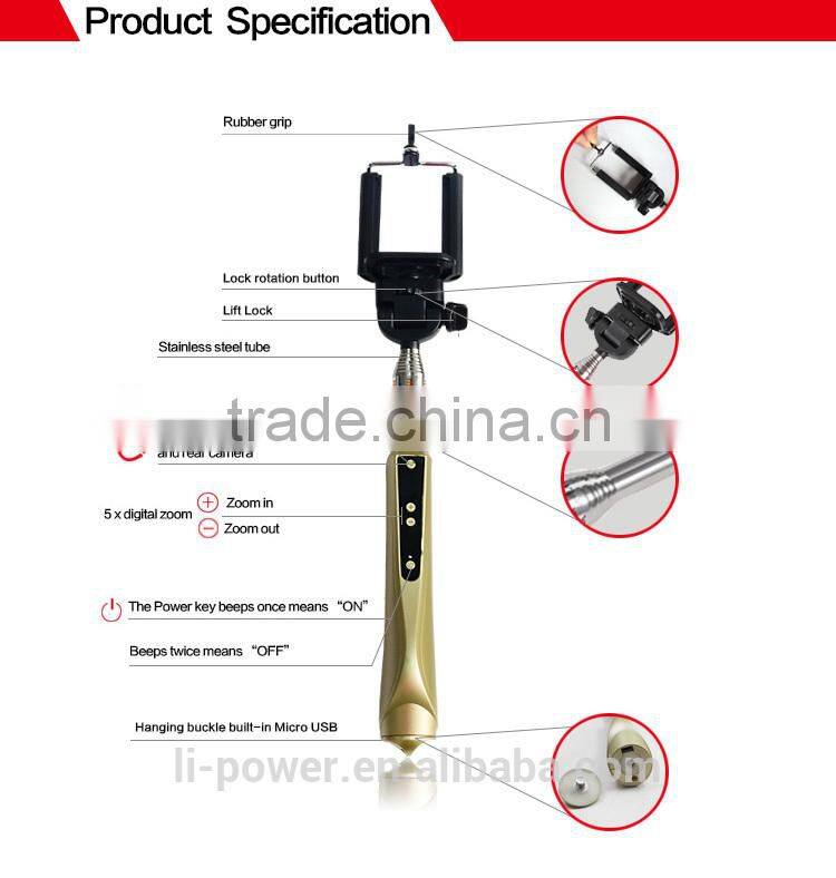 Intergrated foldable selfie timer monopod
