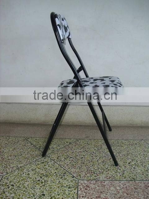 Home furniture metal folding chair with PVC cushion seat and back