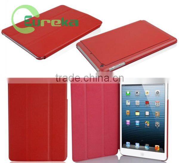 2014 Good qulity book smart folding leather case for ipad mini