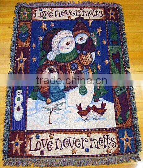 throw blanket 50*60inch customized pattern tapestry polyester cotton woven for sofa