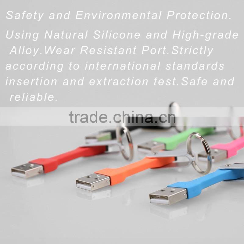 Colorful Flat Mini Magnetic 7CM Keychains Micro Usb Data Cable for Android