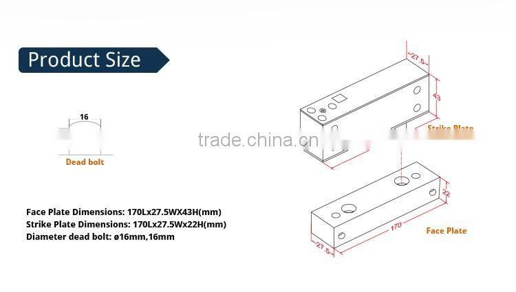 Electric Dead Bolt Lock 12 DV with 5 Pin for Access Control System Used for Wood Metal Door
