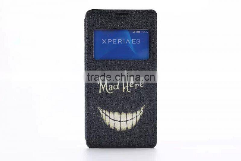 Water printing PU cell phone case For SONY E3