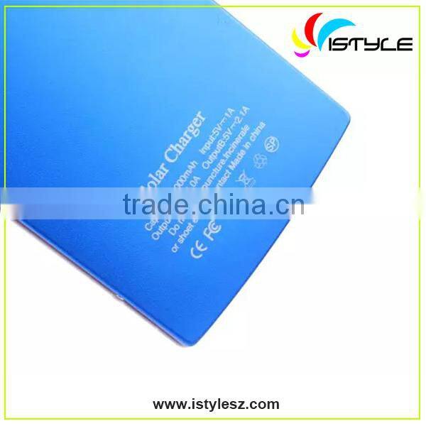 New type Customized color and logo real capacity 10000mah portable solar power banks with powe for mobile phones and USB devices