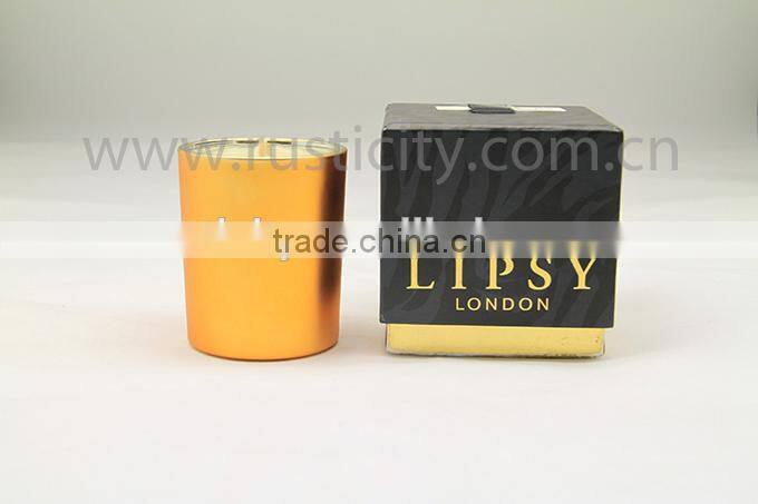 Flameless item scented soy candle in gold class jar