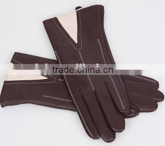 2016 new style women dress thin sheep skin leather gloves in china
