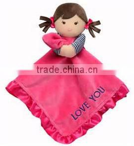 OEM soft baby doll shape blanket love you / baby soft doll toy blankets