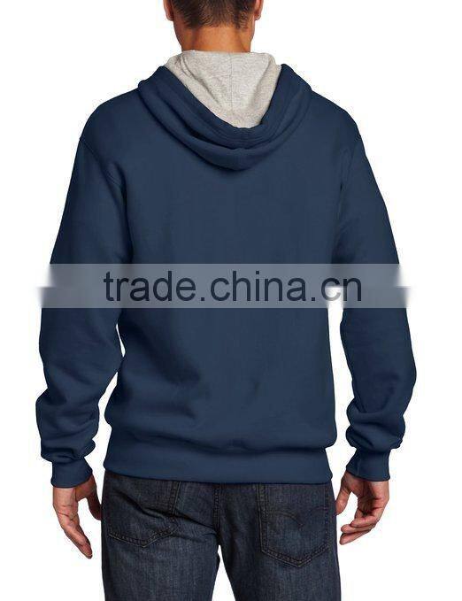 100% cotton french terry navy blue mens hoodie