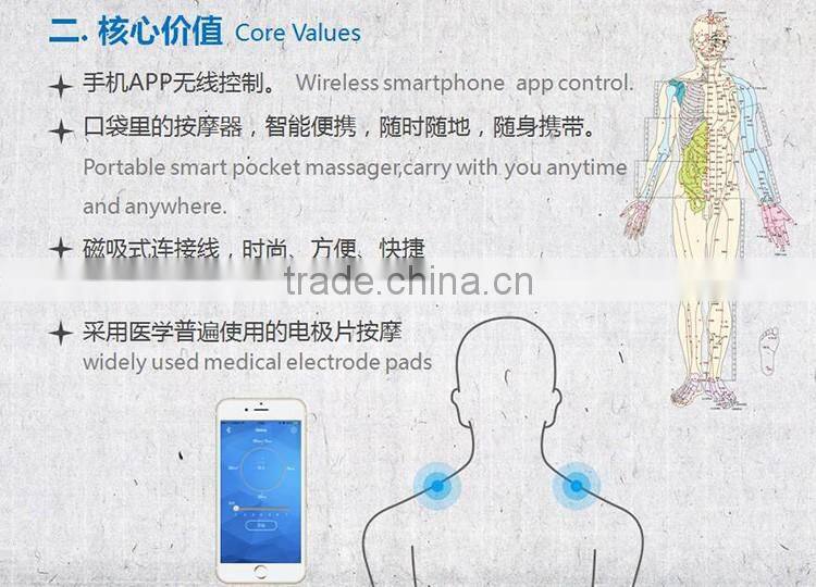 smart phone APP Bluetooth control electronic pulse massager Anywhere anytime Wireless muscle full body neck massager Properties