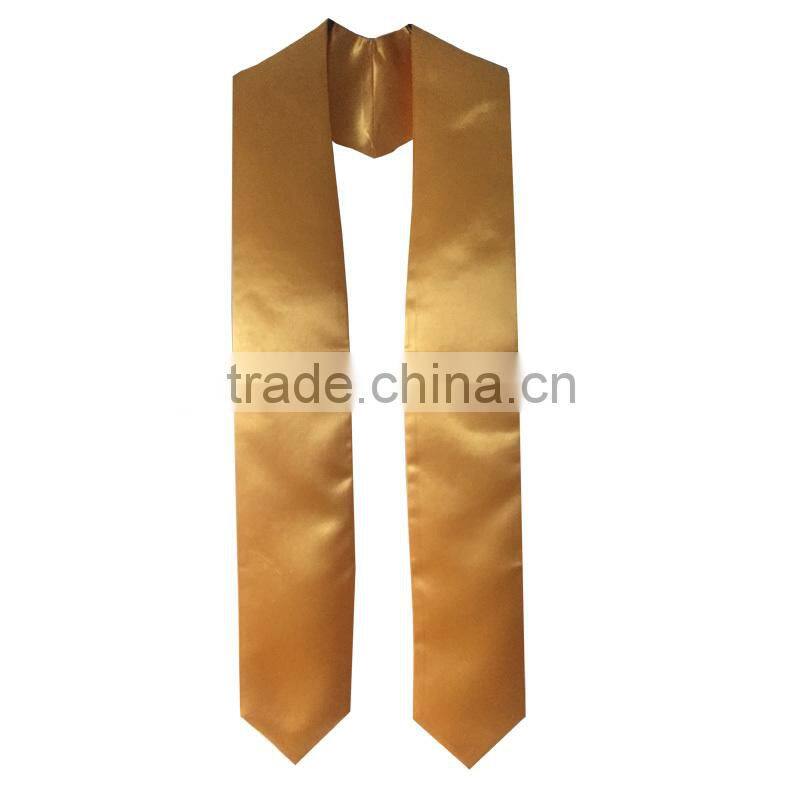 Hot Sale Cheap Plain Satin Gold Graduation Stoles