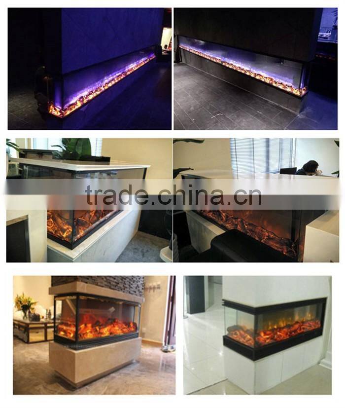 3 sided glass stand electric fire place