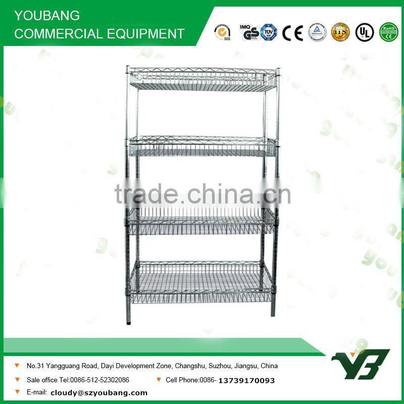 2015 hot sell NSF 50KGS light duty 3 layer wire deep basket bread shelf (YB-WS050)