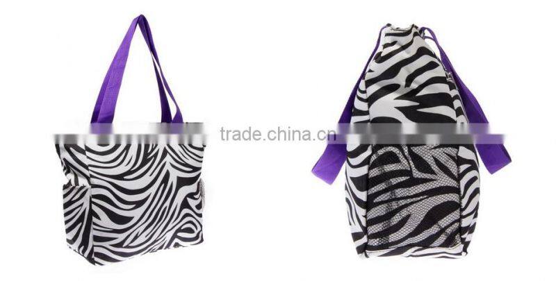 New Style Cheap Zebra Print Travel Customized Cotton Canvas Tote Bag-GW228