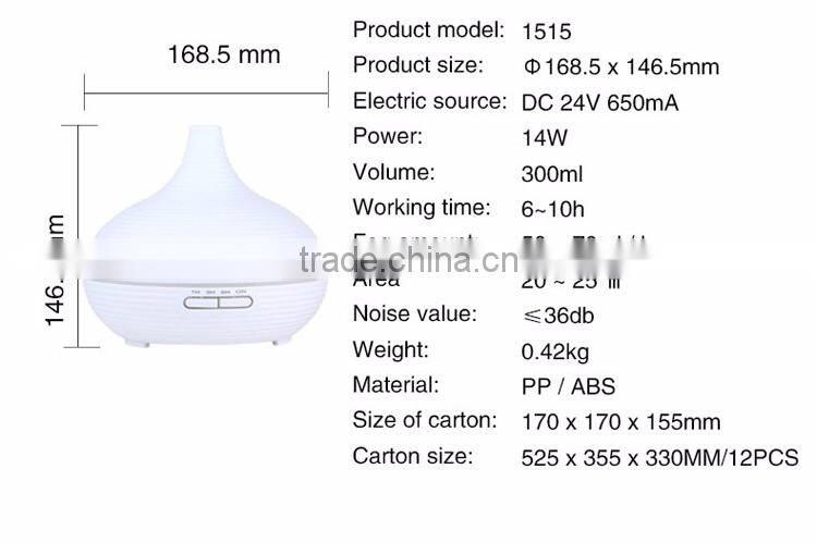 Changing Colored LED Lights Waterless Auto Shut-off Adjustable Mist Wooden Aroma Diffuser Bottle