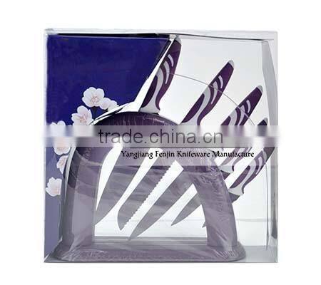 5pcs Non-Stick Royal Knife Set with TPR Knife Block Set