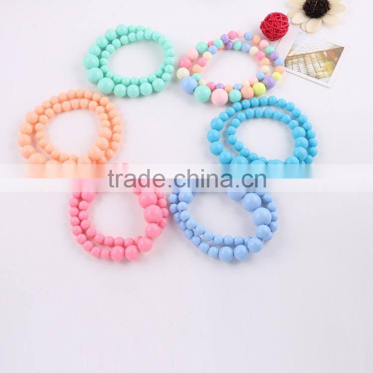 2015 hot sale candy colors pearl necklaces baby girl infant kids cute Handmade jewelry necklace Fashion jewelry