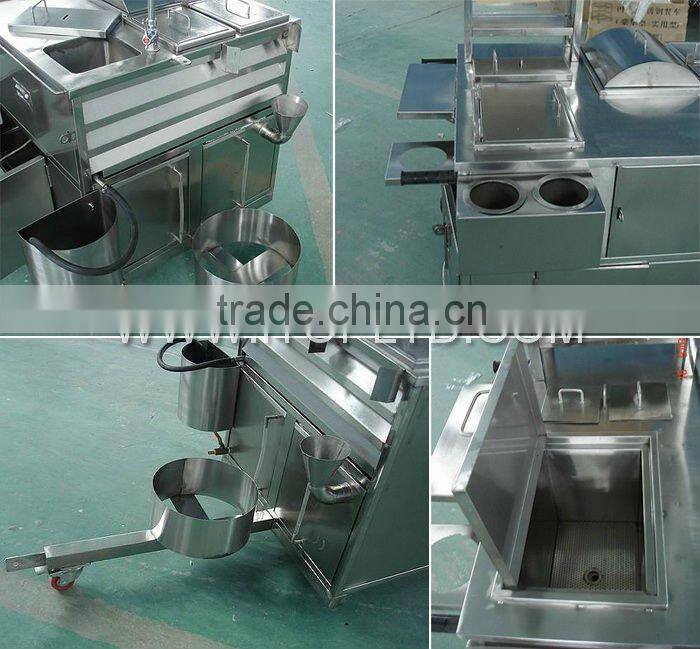 stainless steel mobile gas hot dog cart , food cart , street food kiosk cart for sale