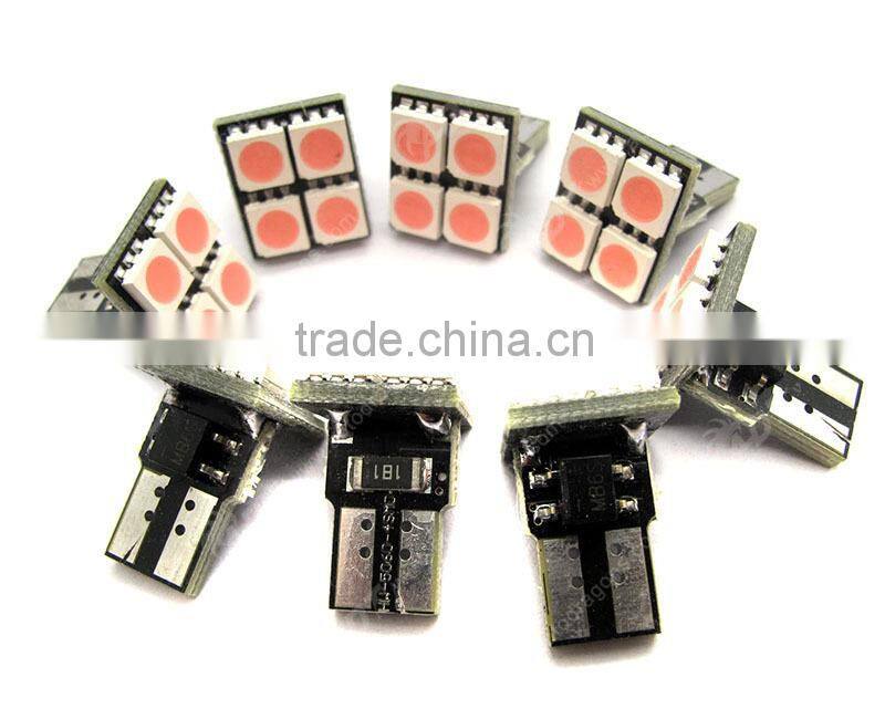 Error Free Canbus 501 T10 W5W 194 4pcs 5050 SMD LED Lighting Bulb Pink Color