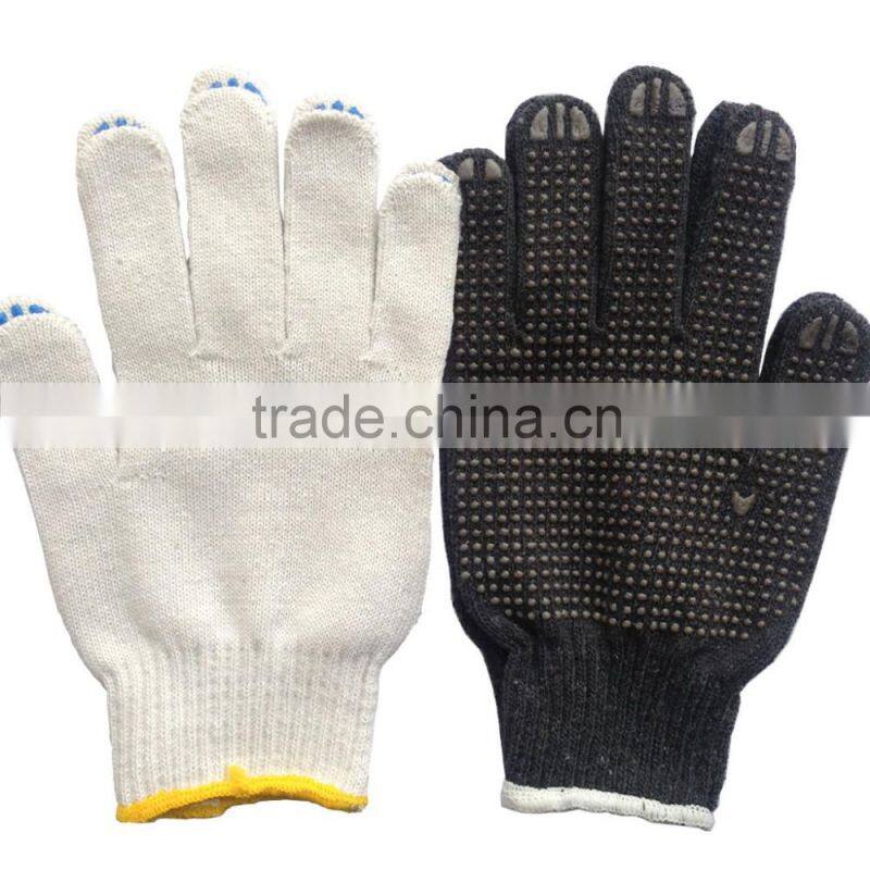 cheap mens pvc dotted white cotton work gloves